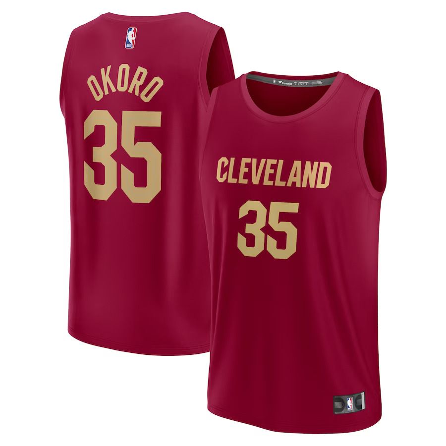 Men Cleveland Cavaliers #35 Isaac Okoro Fanatics Branded Wine 2022-23 Fast Break Replica NBA Jersey->cleveland cavaliers->NBA Jersey